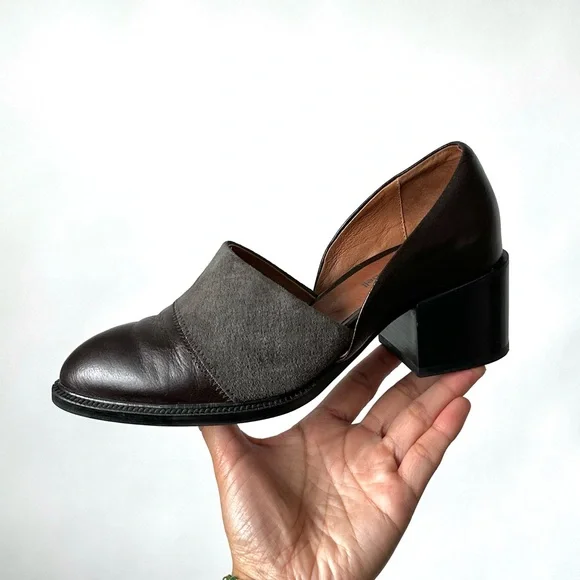 Jeffrey Campbell Chic Brown Loafers Chunky Block Heel ‘Shriver’ D’Orsay Style-8 - Picture 3 of 13